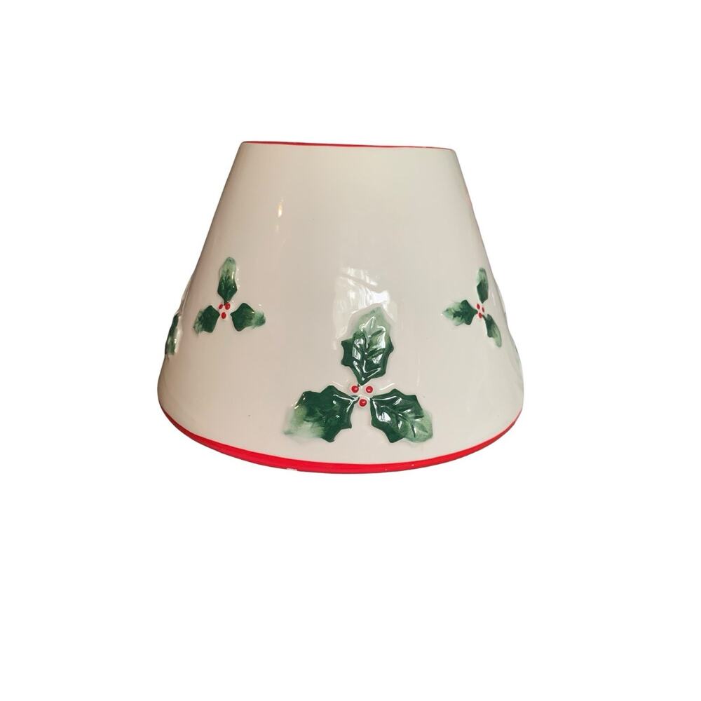 Jumbo Large Yankee Candle Shade Holly Christmas Winter‎ Ceramic Lamp Shade